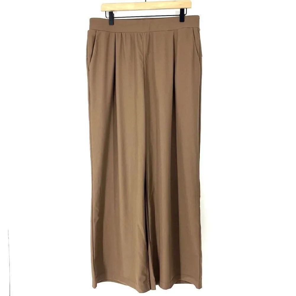 Halara Pants Size XL Womens Brown High Waisted Flex Microwaffle Wide Leg Pull On